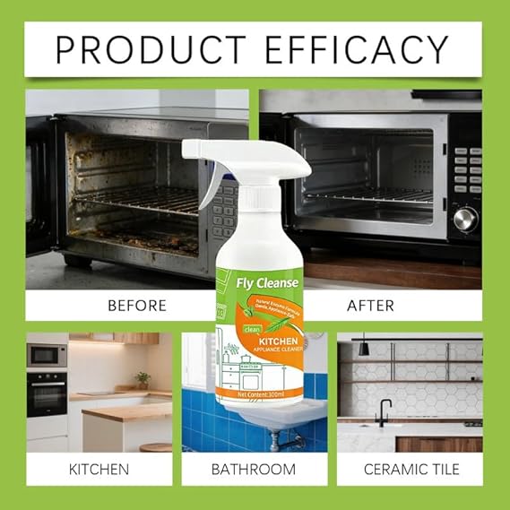 Before and after cleaning a greasy stovetop with Fly Cleanse